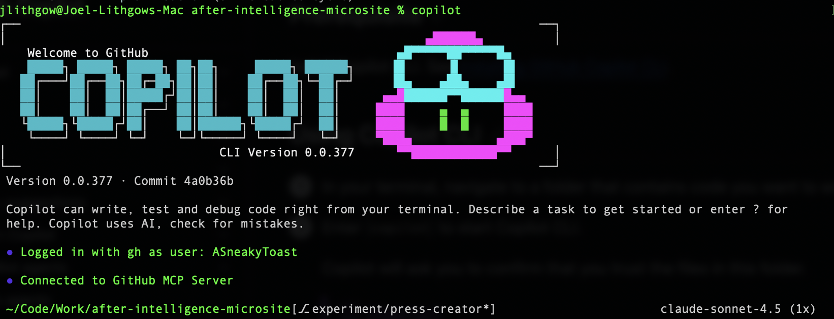 Using GitHub Copilot CLI in action
