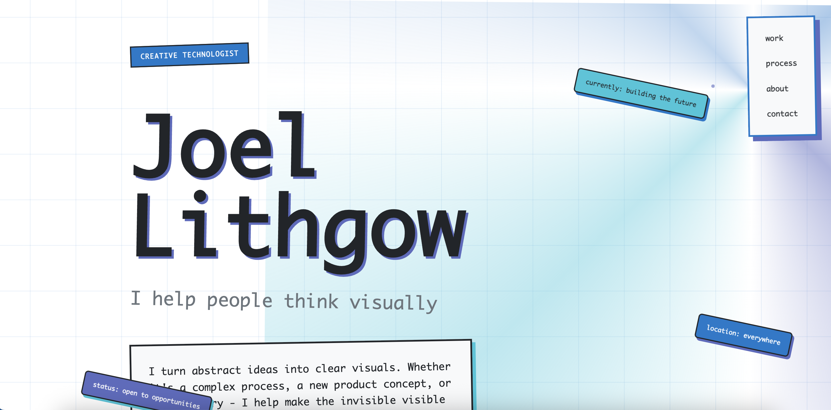 AI-powered portfolio homepage screenshot showing modern design and smooth interactions