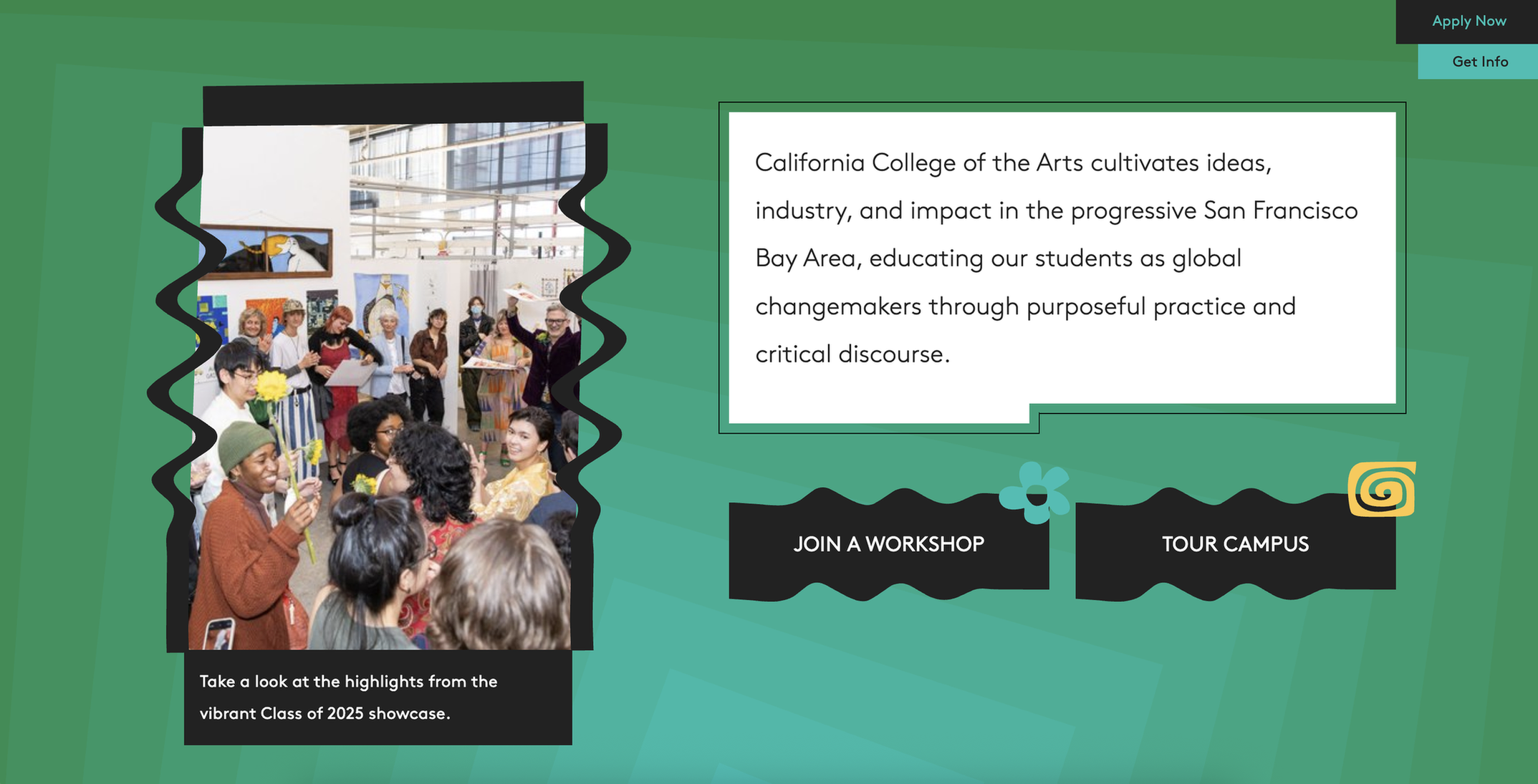 Homepage wavy features section design